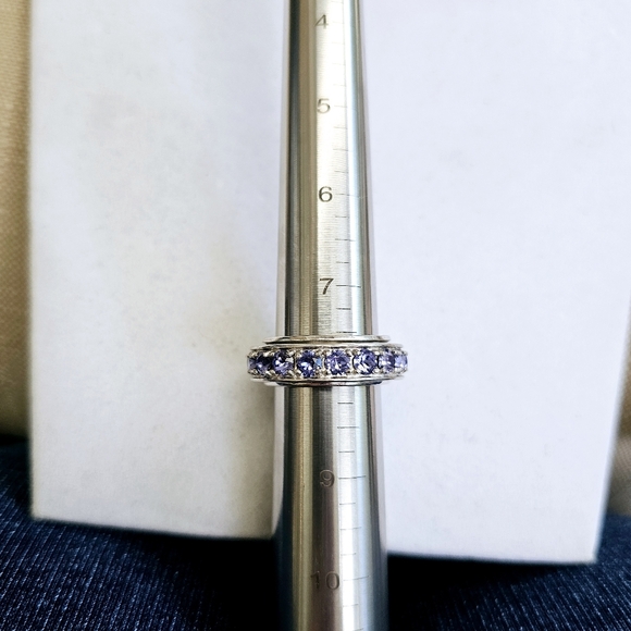 STS Karis Spinner Band Ring with Purple Stones Vintage Size 7.75 - Picture 14 of 15